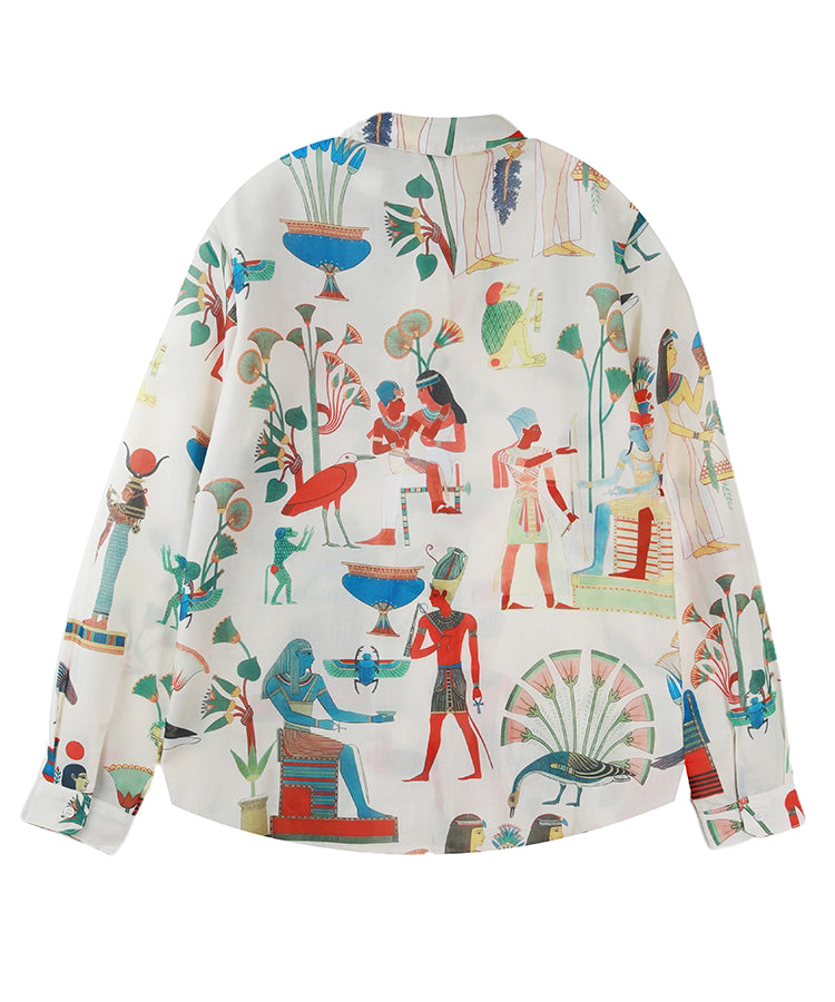 古代エジプト壁画柄 シャツブラウス