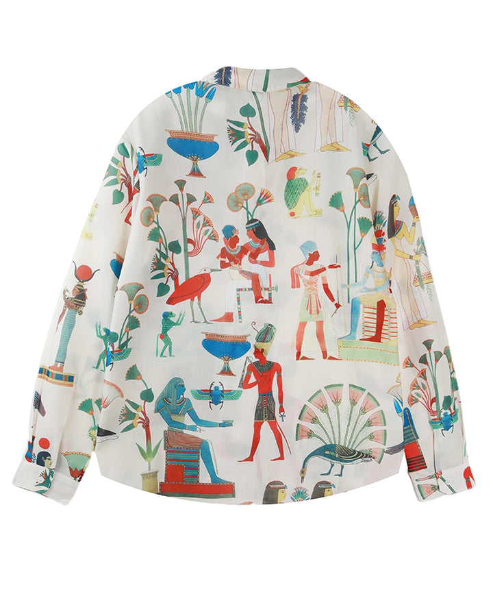 古代エジプト壁画柄 シャツブラウス