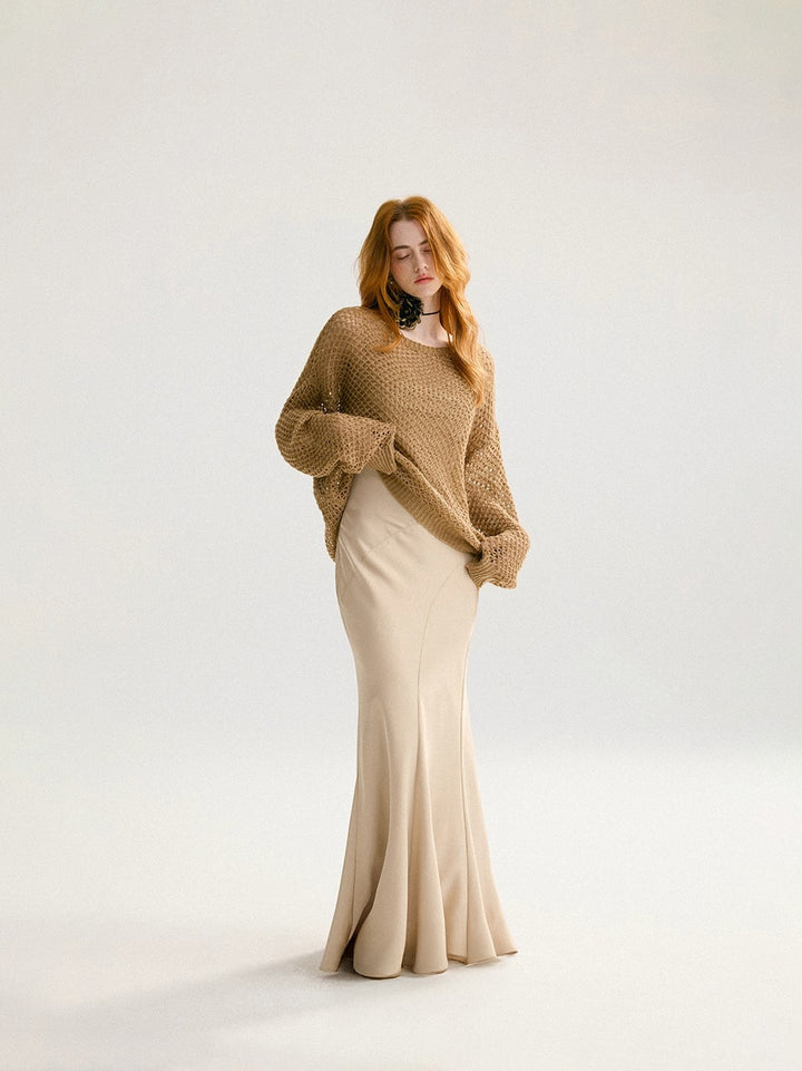 Tweed x Chiffon Lace A-line Dress 