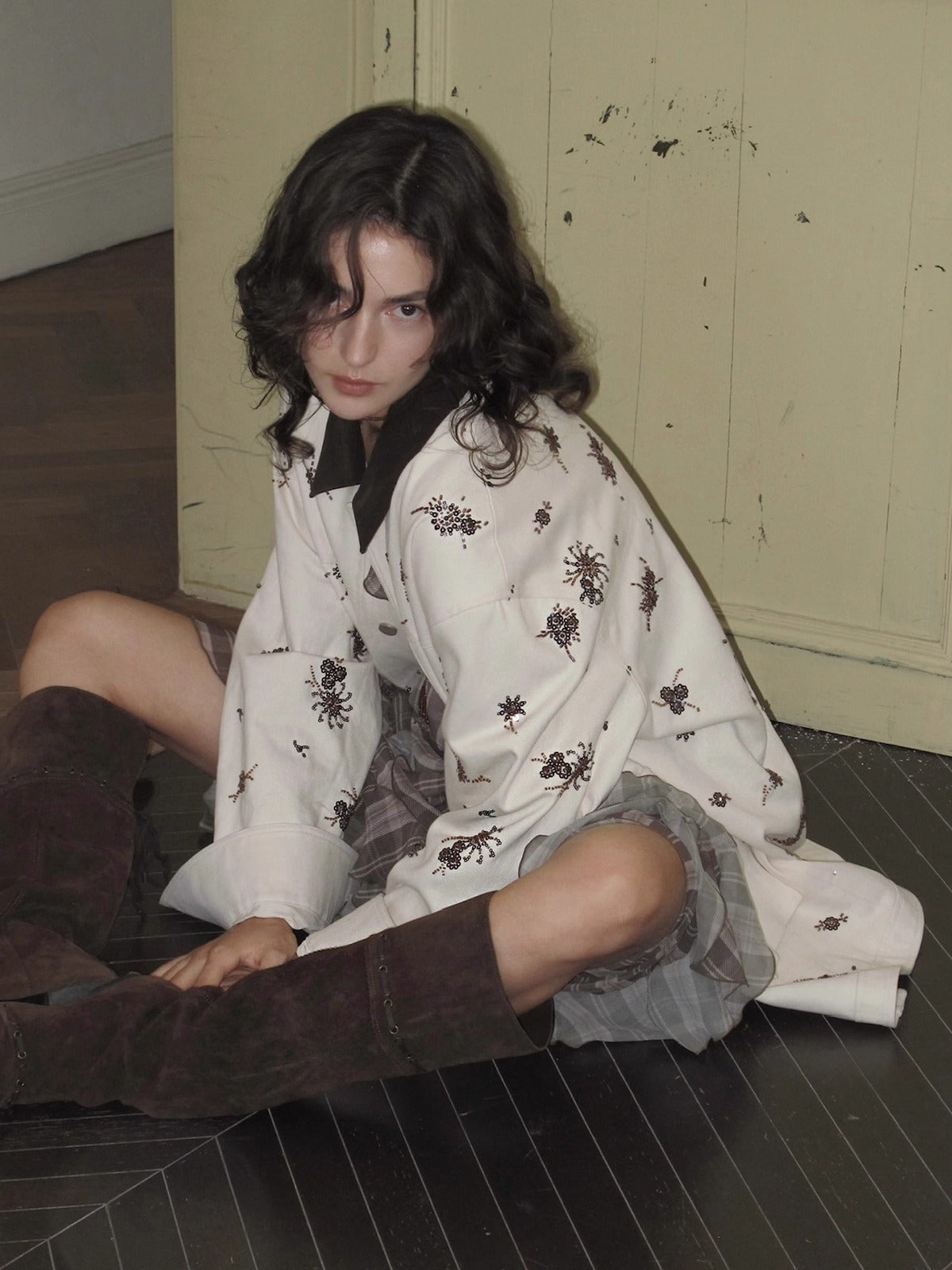 BEAUTY&YOUTH エンブロイダリー シャツジャケット エンブロイダリー シャツジャケット