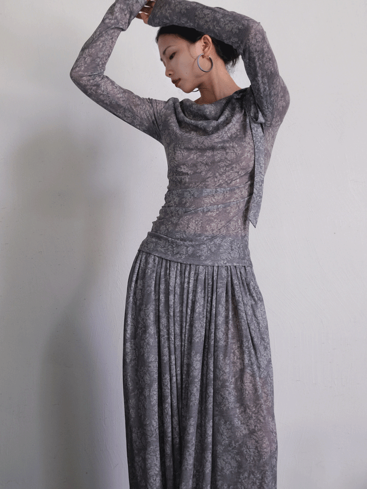Puff sleeve sheer lace dress [white/pink] 