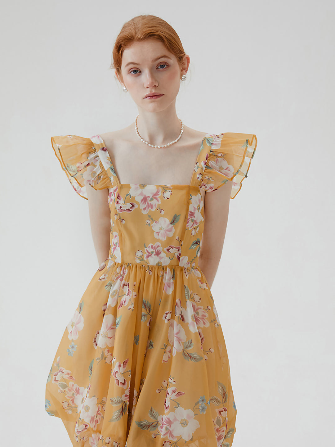Sara mallikka フリル付きワンピース イエロー　Mサイズ フリル付きコンビネーションワンピース - イエロー | ZARA Japan
