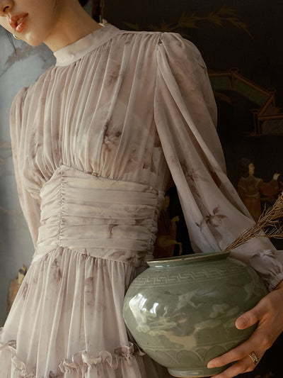 French retro chiffon dress 