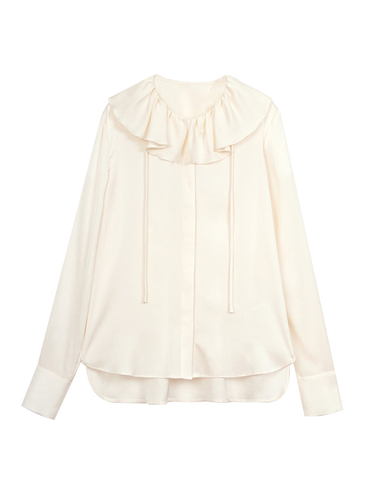 ruffled collar silk shirt 