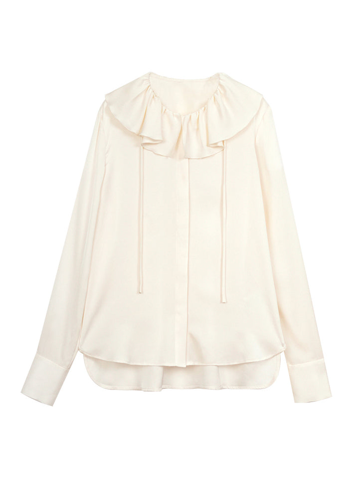 ruffled collar silk shirt 