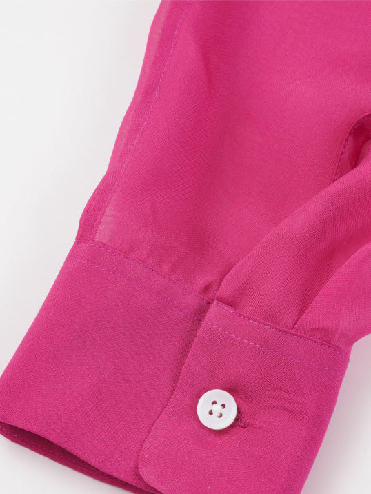 Fuchsia pink 100% silk shirt