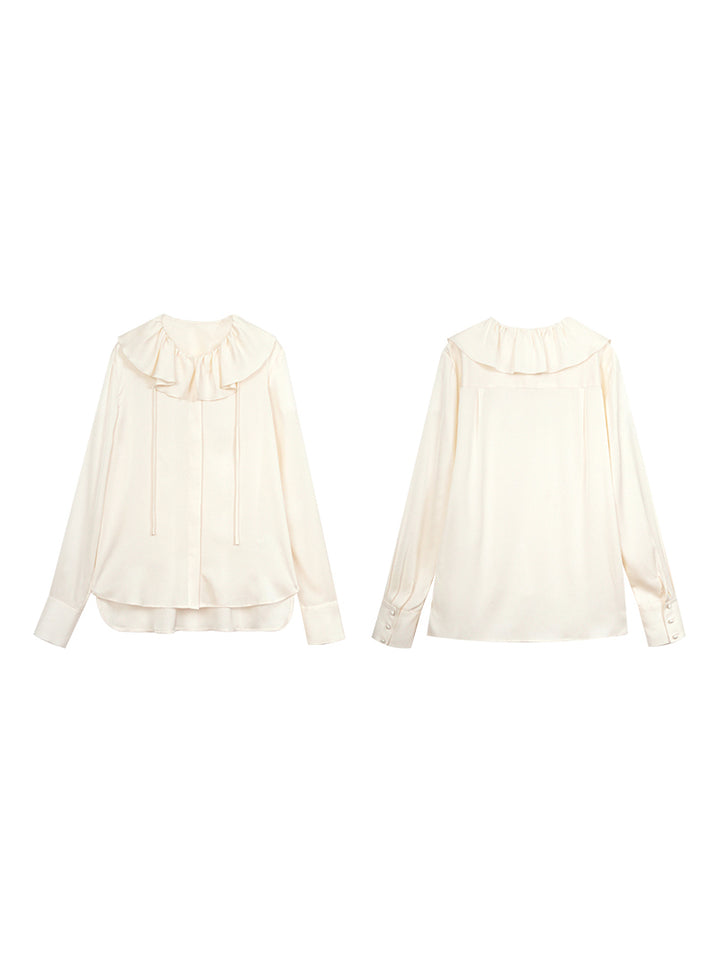 ruffled collar silk shirt 