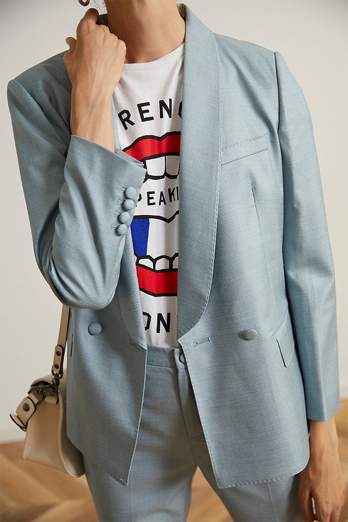 Pastel blue suit setup [jacket/top] 