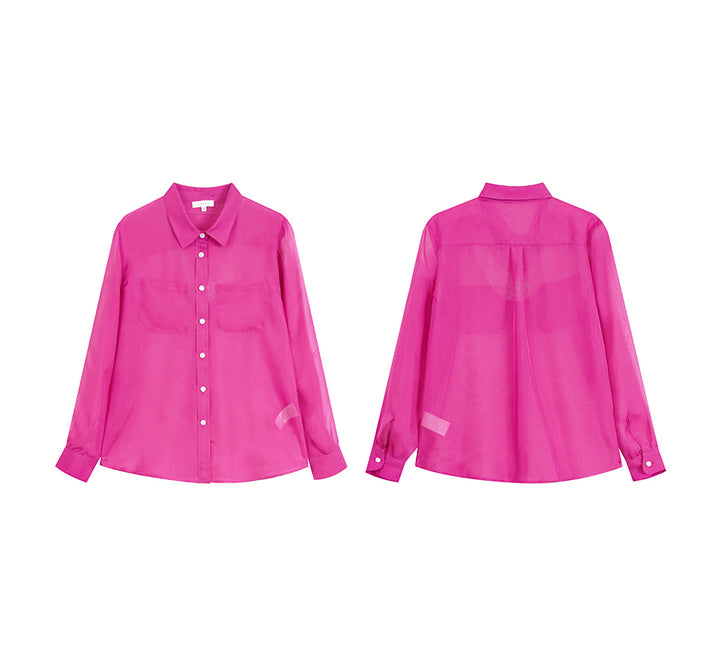 Fuchsia pink 100% silk shirt