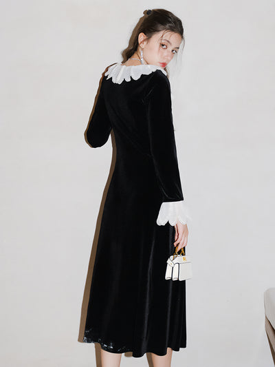 Petal color classic velor dress 