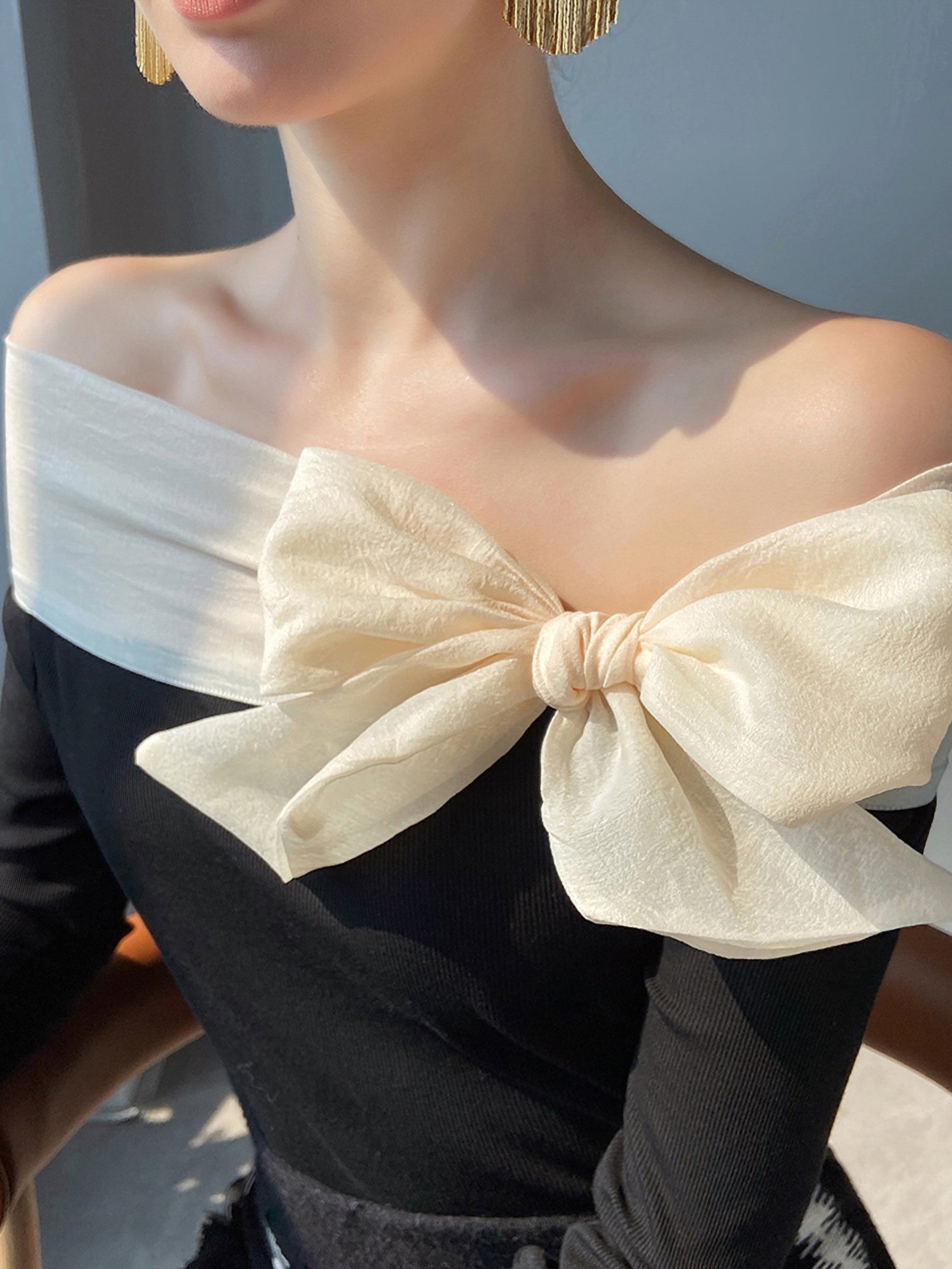 Top | - Ribbon Shoulder SHOULDER RIBBON – Women's マイネ MYNE TOPS