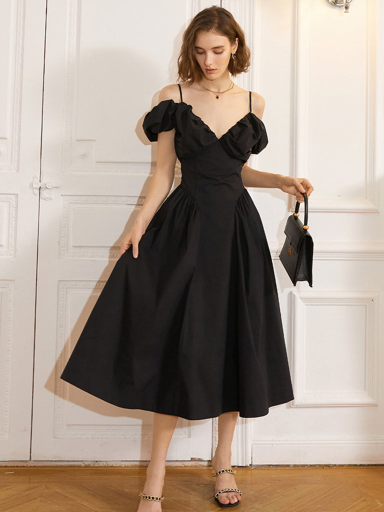 パーティードレス Off-shoulder Flared Midi Dress blackopoffs10-__4x3_9f8f26d9-