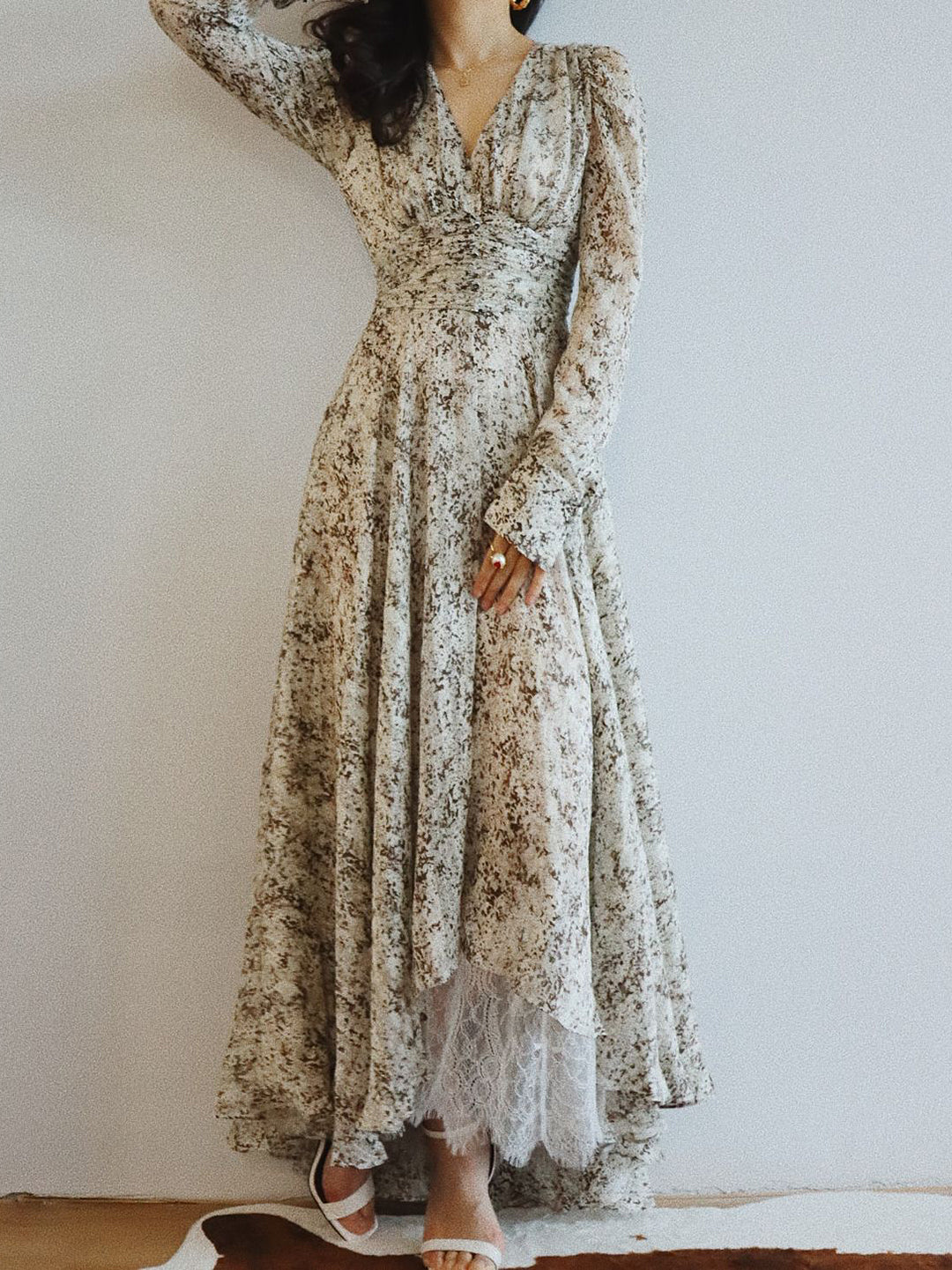 Romantic chiffon hemlace dress 