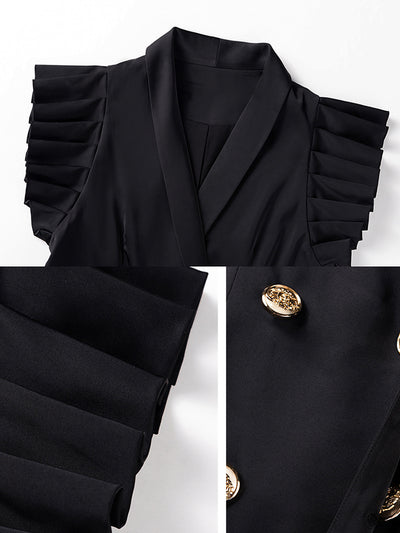 Mini ruffle mode black gilet dress 