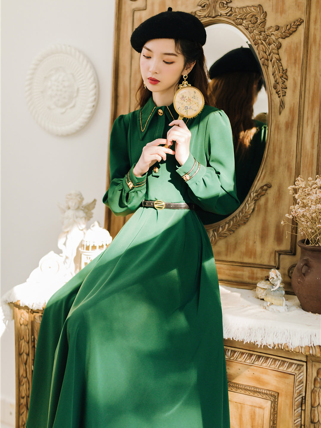 vintage green flare dress 