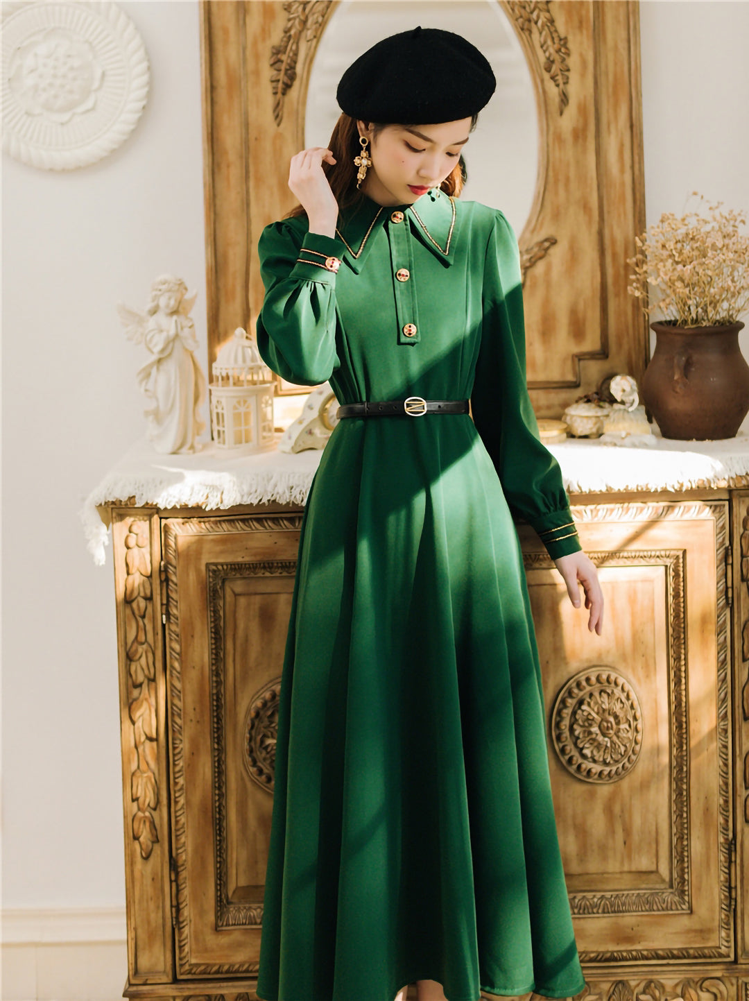 vintage green flare dress 