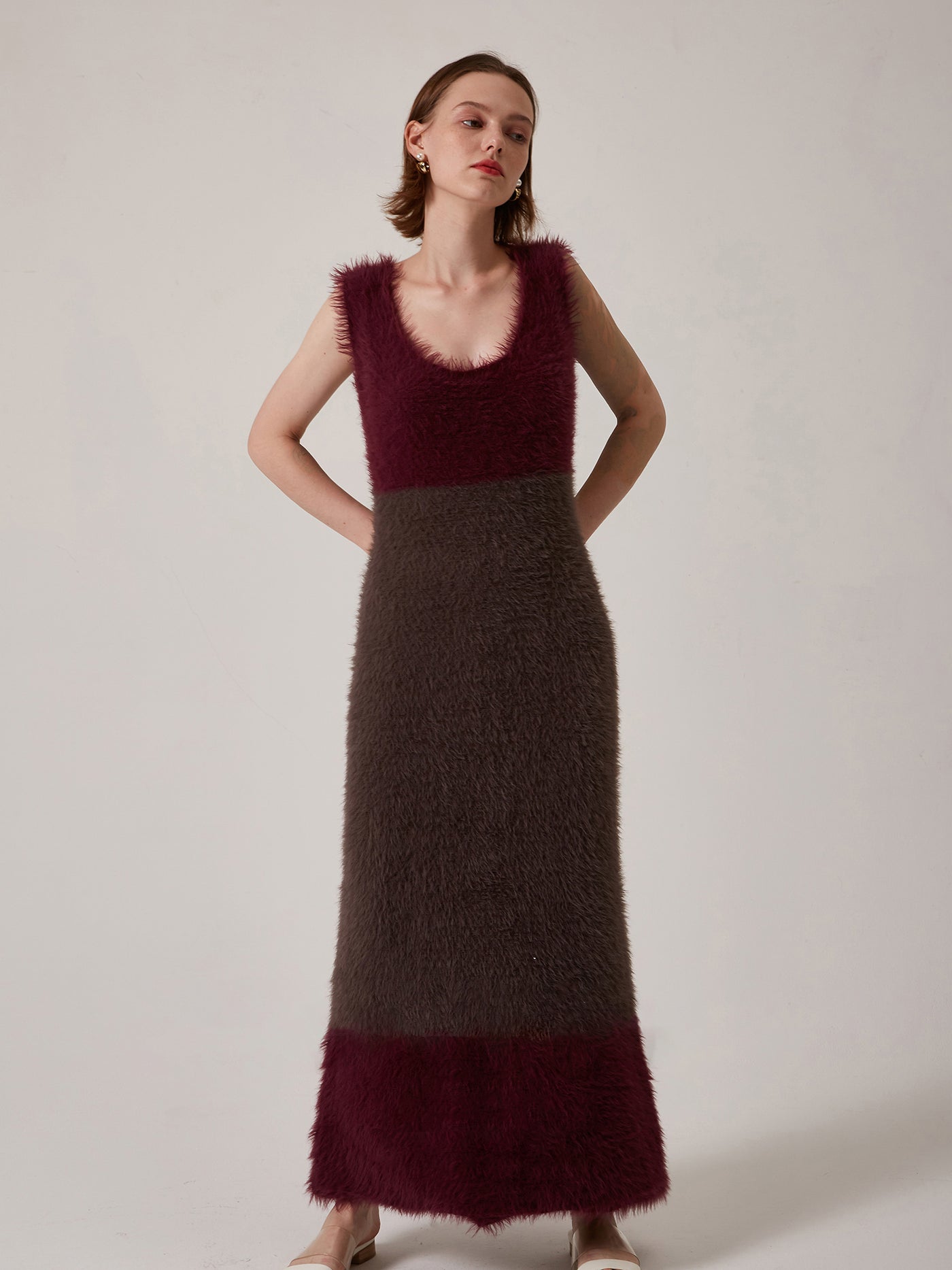 Bicolor eco fur dress 
