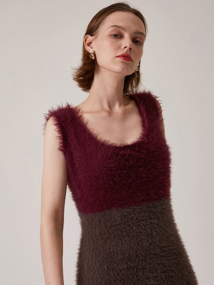 Bicolor eco fur dress 