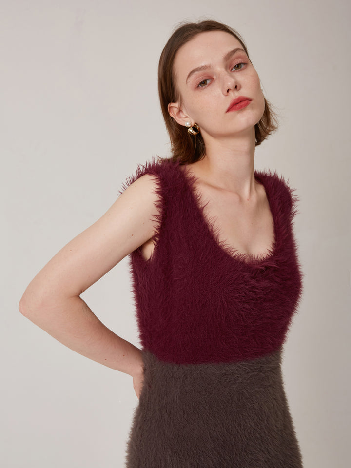 Bicolor eco fur dress 