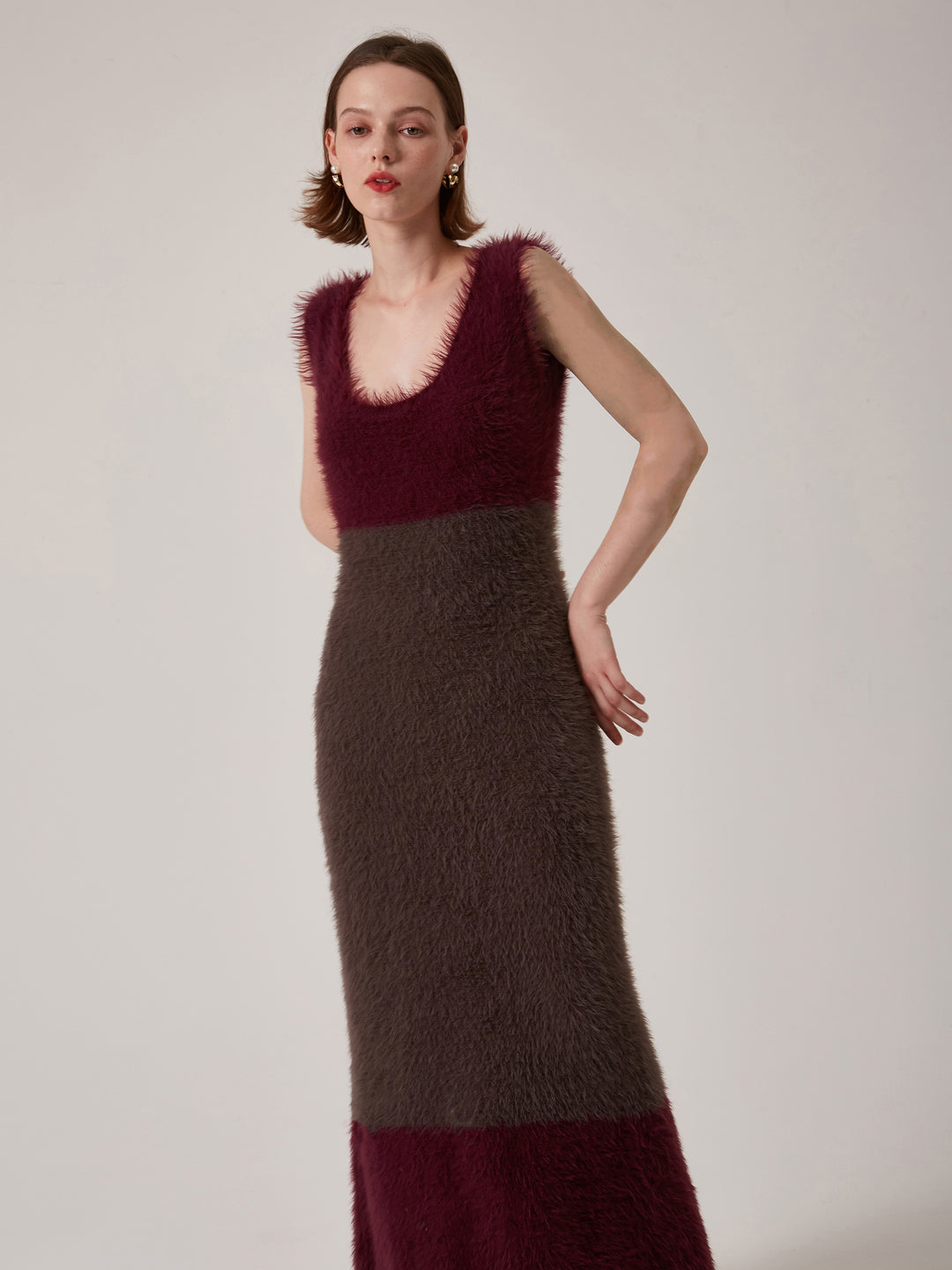 Bicolor eco fur dress 