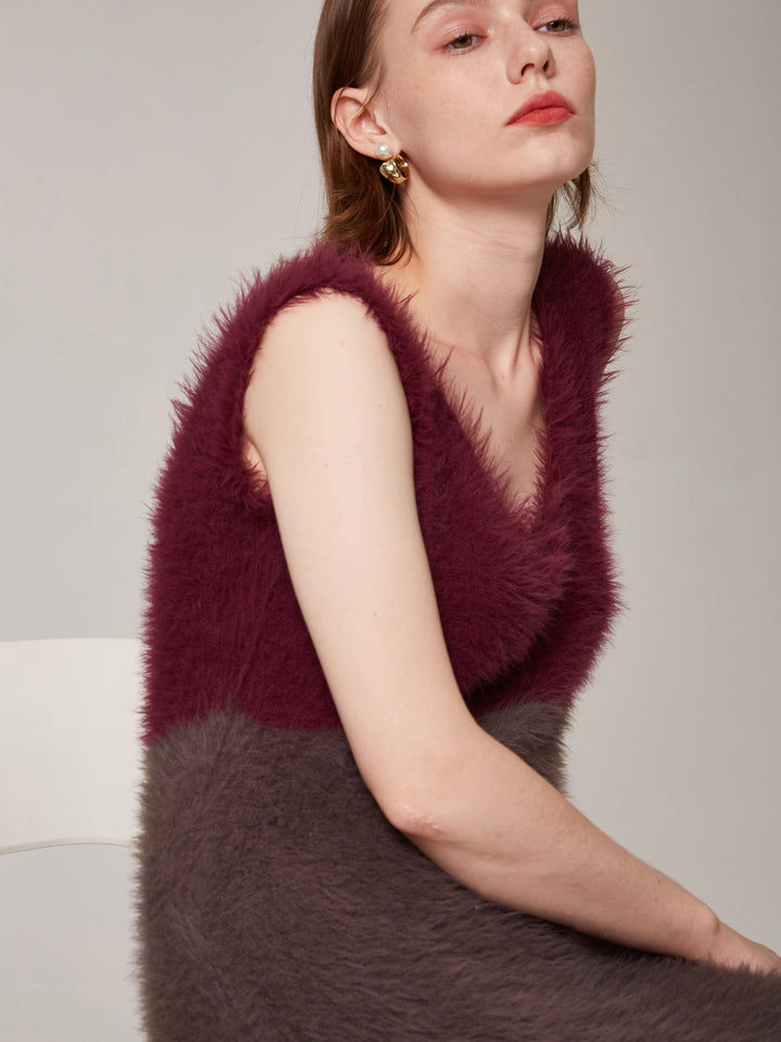 Bicolor eco fur dress 