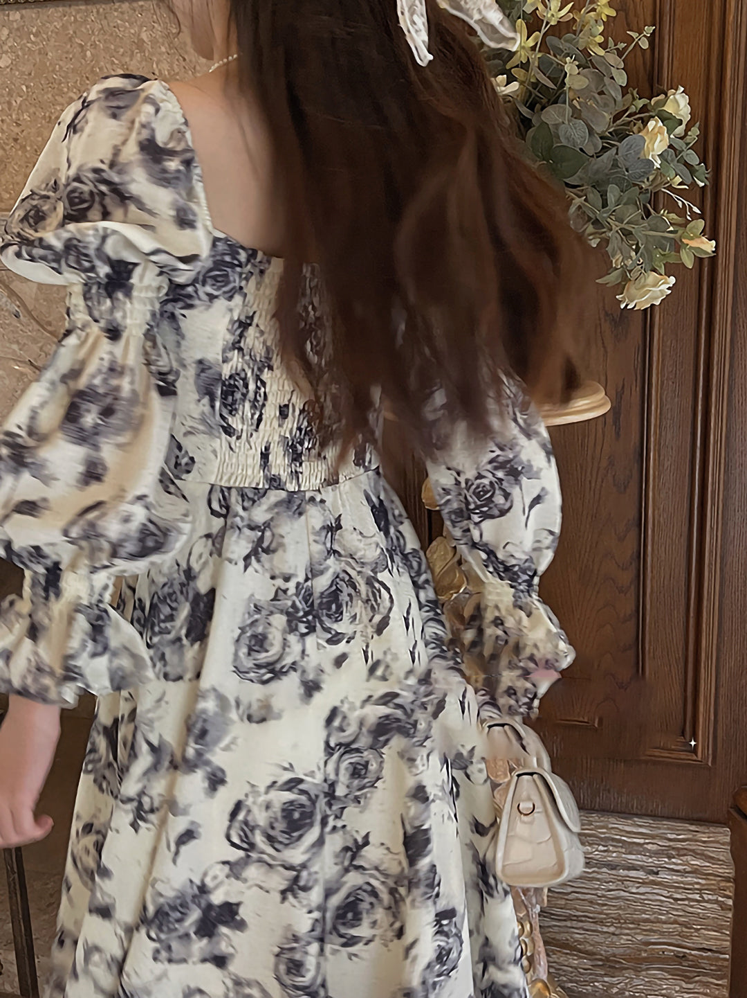 Romantic rose chiffon dress 