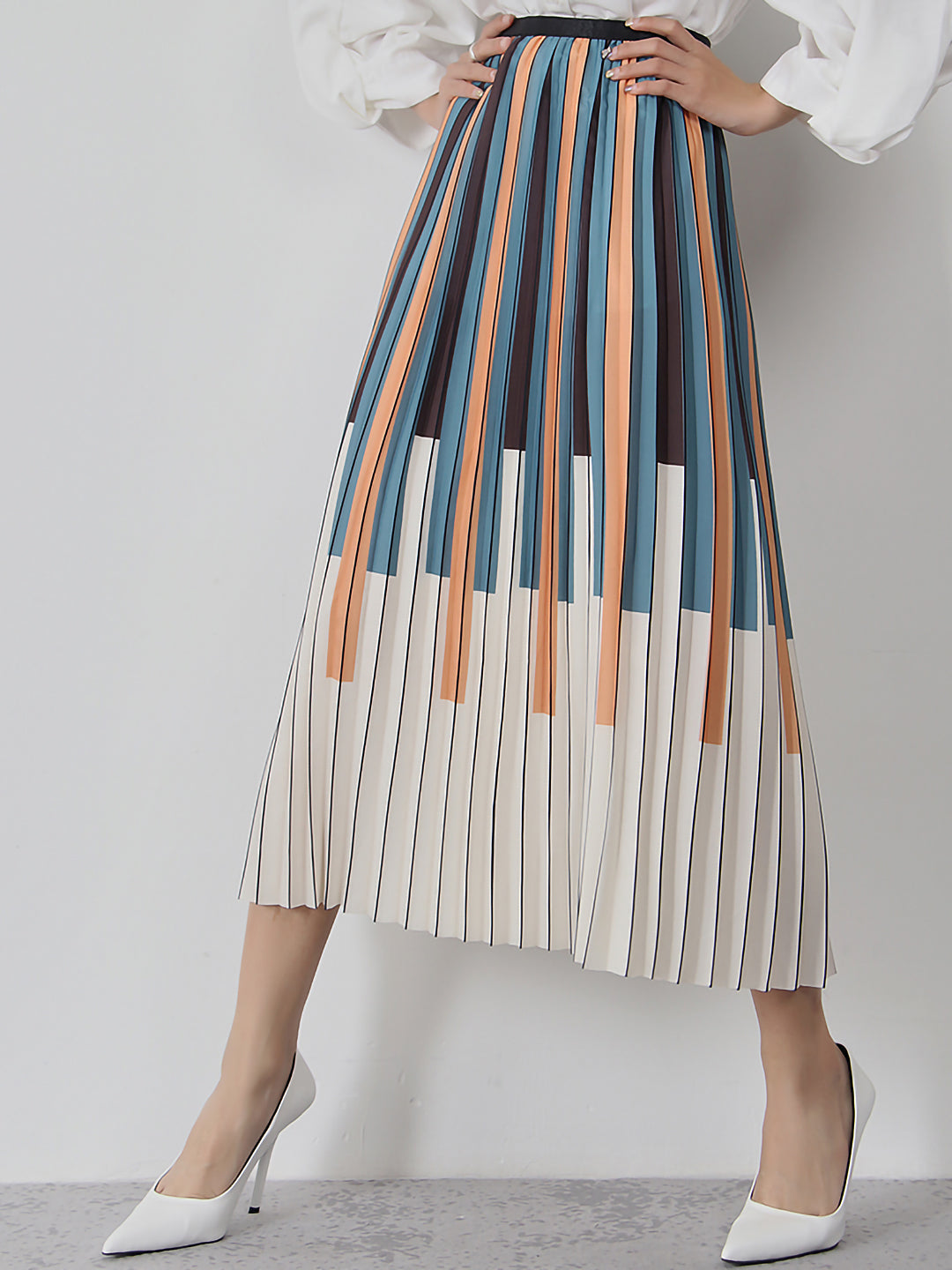 tricolor pleated skirt 
