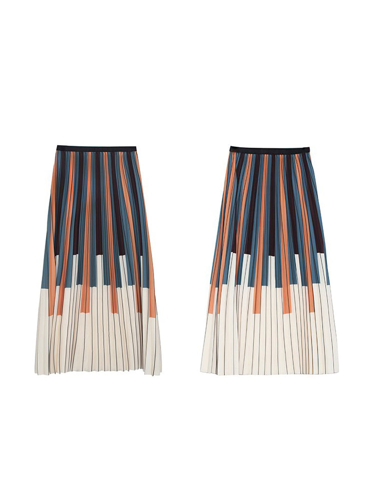 tricolor pleated skirt 