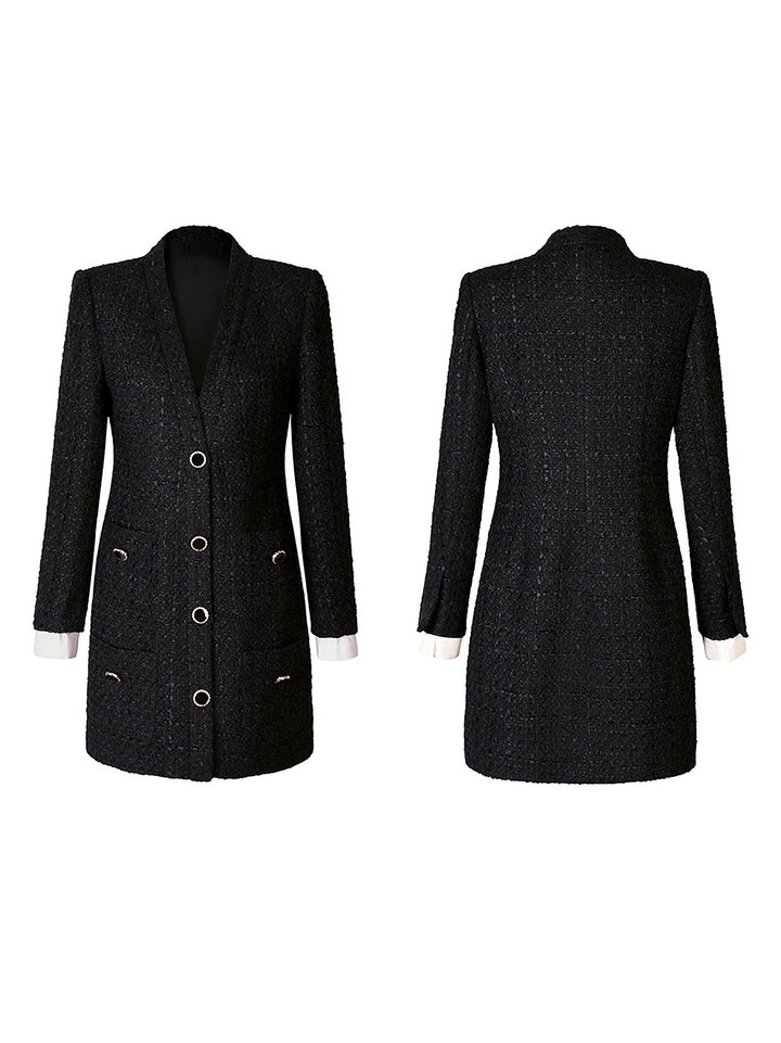 One-piece style tweed jacket 